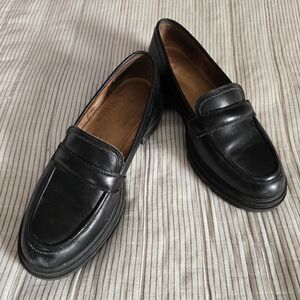 Madewell Womens The Bradley Black Leather Lug Sole Loafers Size 9.5